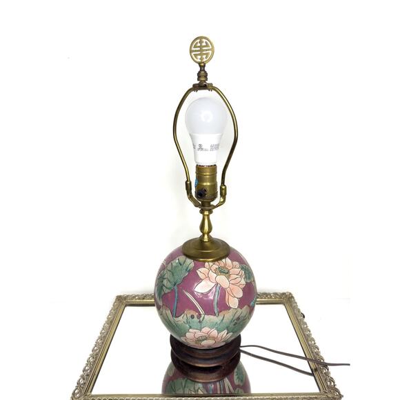 Vintage Chinese Porcelain Ginger Jar Lamp Floral Painted with Brass Detail with - Picture 1 of 8